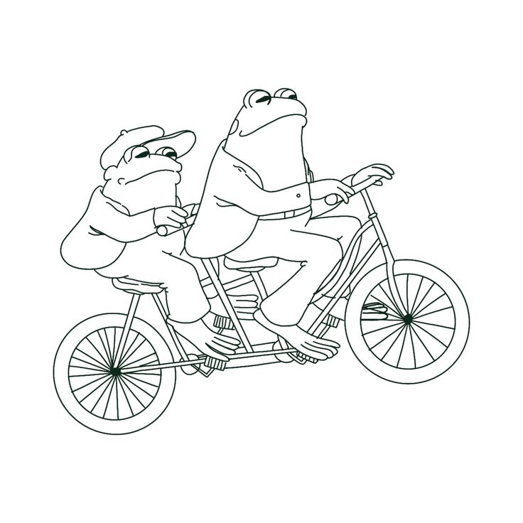 the frog and toad riding on a bike together coloring pages for kids to print out