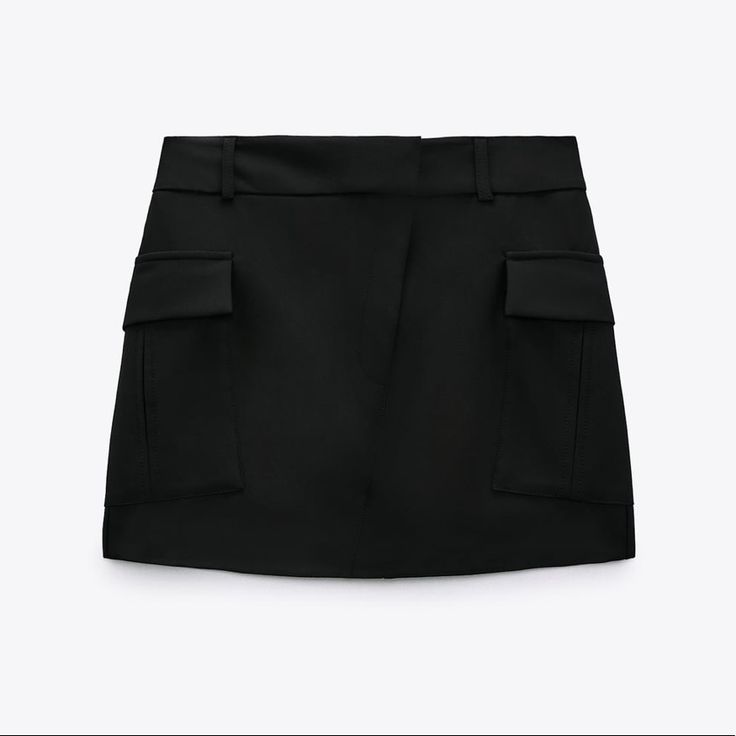 Zara Cargo Mini Skirt Sz Small Super Cute Brand New Zara Skirt With Pockets For Work, Zara Workwear Skirt With Pockets, Zara High Waist Skirt With Pockets, Zara Skort With Pockets, Chic Zara Skort With Pockets, Zara Lined Mini Skirt For Workwear, Elegant Black Mini Skirt With Pockets, Zara Mini Skirt For Workwear, Zara Mini Skirt For Work