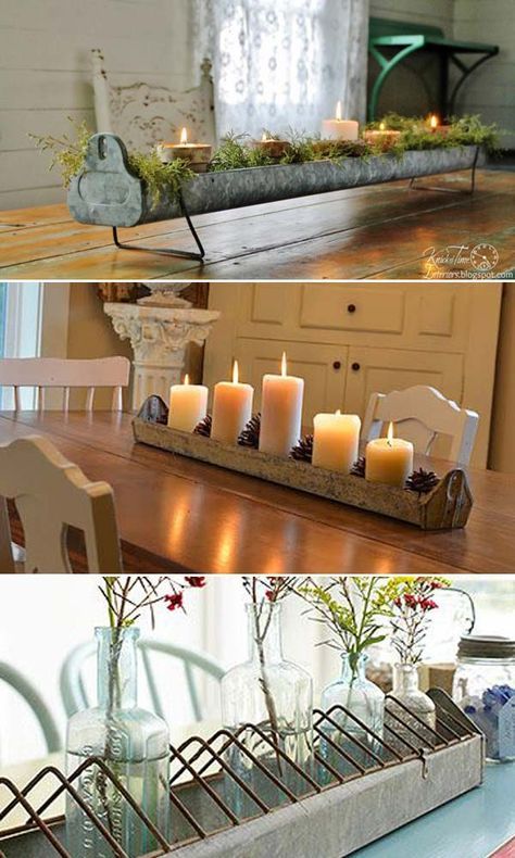 two pictures with candles in vases on the table and one has flowers in it