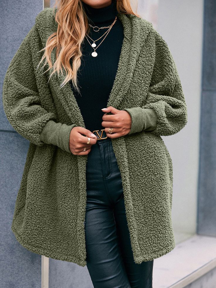 Hooded Long Sleeve Cardigan - Dark Grey,L Cozy Fit Cardigan For Cold Weather In Spring, Green Solid Color Cardigan For Fall, Winter Loungewear Outerwear With Open Front, Casual Winter Cardigan In Solid Color, Casual Winter Cardigan Solid Color, Casual Solid Color Winter Cardigan, Casual Green Sweater Coat For Fall, Oversized V-neck Outerwear For Cold Weather, Cozy Open Front Outerwear For Spring