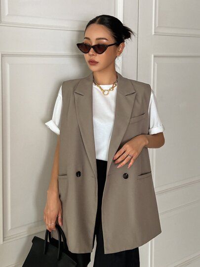 Ropa Semi Formal, Outfit Mit Blazer, Vest Outfits For Women, Blazer Casual, Sleeveless Blazer, Chique Outfits, Looks Street Style, Ținută Casual, Elegantes Outfit