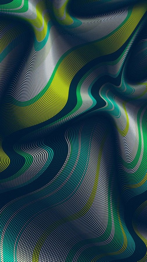 an abstract background with wavy lines in green, blue and yellow colors on a black background