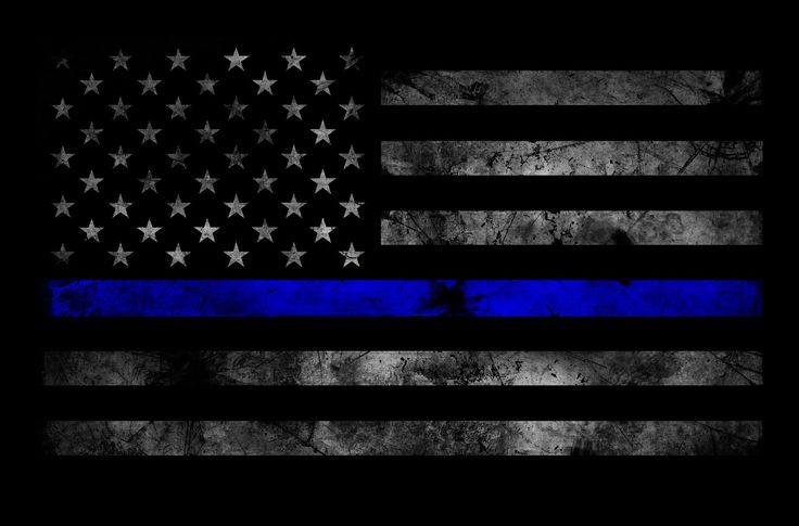 an american flag with the thin blue line in front of it on a black background