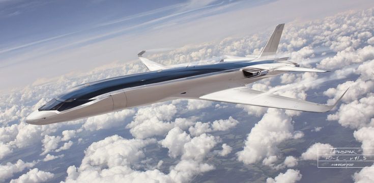 an artist's rendering of the space shuttle in flight above clouds and blue sky