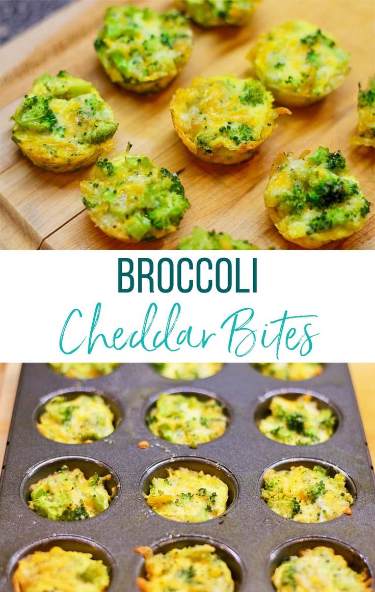 broccoli and cheddar bites in muffin tins