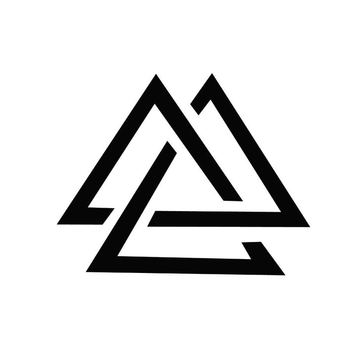 the triangle logo is black and white, with two diagonals in each corner that appear to be interlocked together