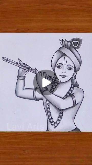 a drawing of a woman holding a flute in her right hand and wearing a headdress