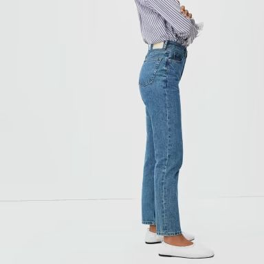 The ’90s Cheeky Jean Medium Blue Wash – Everlane Trendy Fall Rigid Denim Cropped Jeans, Trendy Fall Cropped Rigid Denim Jeans, Trendy Cropped Leg Jeans For Everyday Wear, Classic Mom Fit Cropped Jeans For Fall, Trendy High Rise Cropped Jeans For Everyday, Trendy Straight Leg Fall Jeans, Trendy Everyday Jeans For Fall, Chic Medium Wash Straight Leg Cropped Jeans, Spring Rigid Denim Cropped Jeans With Straight Hem