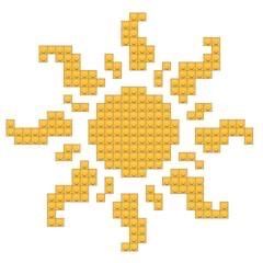 an image of a sun made out of legos on a white background with text