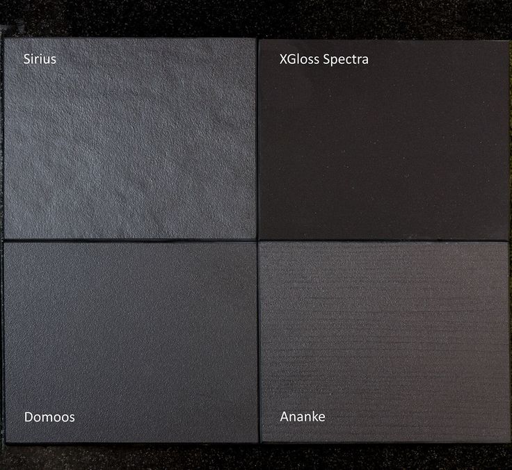 four different shades of gray and black are shown in this image with the names on them