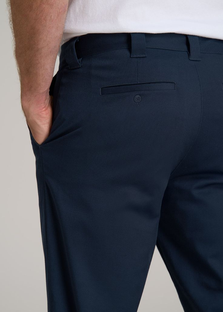 About Our LJ Stretch Twill Work Pants for Tall Men We know how hard it is to find long inseam pants, especially ones with style. That’s why we’ve created these pants for tall men. They’re tailored specifically for guys from 6’3 to 7’1, so they have an extra-long inseam for extra-long legs. Perfect for wearing from the office to the workshop, these men’s tall pants are elevated yet functional. They’re made with a durable tri-blend that’s infused with stretch and naturally wrinkle-resistant. The t Navy Business Casual Pants With Straight Hem, Navy Business Casual Bottoms With Straight Hem, Navy Straight Hem Pants For Business Casual, Navy Bottoms For Business Casual With Straight Hem, Navy Business Casual Pants With Welt Pockets, Navy Pants With Welt Pockets For Business Casual, Navy Wide Leg Pants With Welt Pockets, Blue Wide-leg Pants With 4-way Stretch, Navy Tapered Leg Pants With Welt Pockets