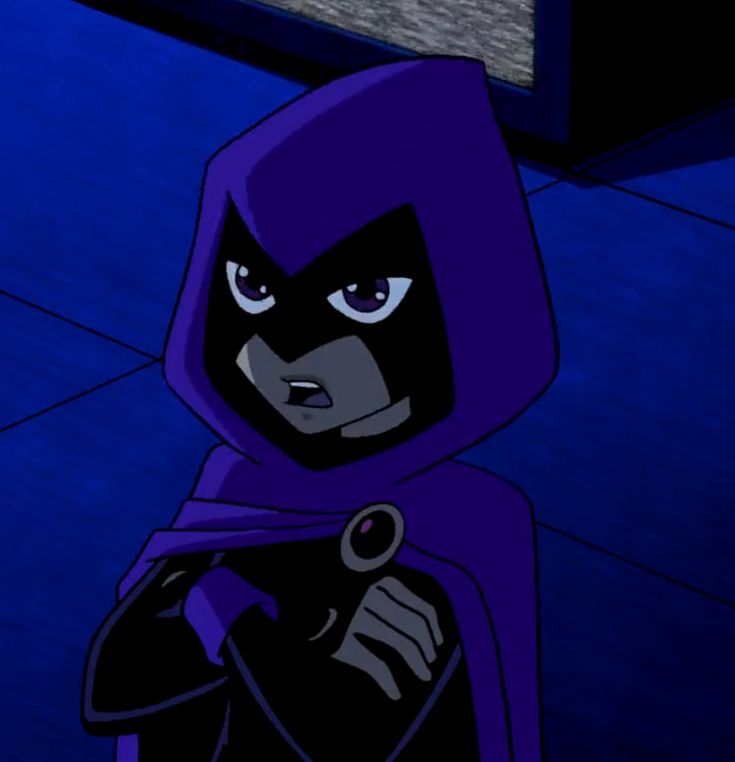 a cartoon character wearing a purple cloak and holding a black object in his hand,