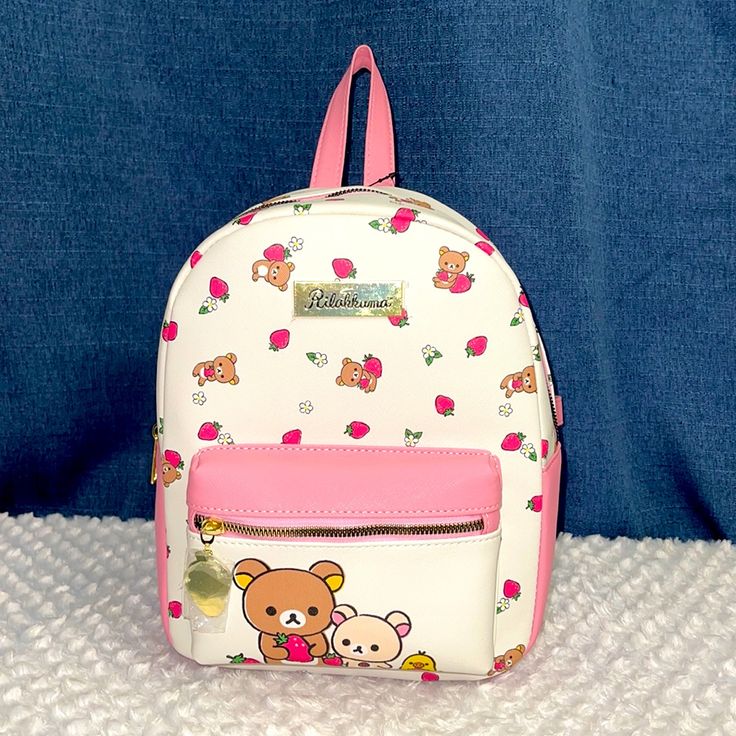 Rilakuma Backpack, Strawberry Themed. Brand New With Tags. Perfect Medium Backpack, With Beautiful Pink And White Colors. Comes From A Clean Home. Make Offers Thanks For Looking Kawaii Softback Bags For Everyday Use, Kawaii Pink Backpack For Everyday Use, Pink Kawaii Backpack For Everyday Use, Kawaii Backpack For Everyday Use, Everyday Kawaii Backpack With Zipper, Everyday Kawaii Backpack With Zipper Closure, Kawaii Softback Backpack For Everyday Use, Kawaii Softback Backpack For Daily Use, Kawaii Style Softback Backpack For Everyday Use