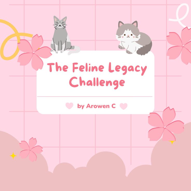 the feline legacy challenge with two cats sitting on top of a pink tile wall