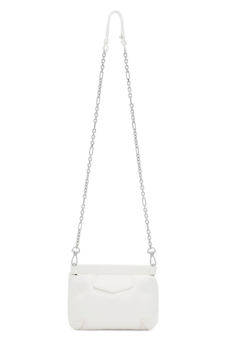 Maison Margiela: White Mini Red Carpet Glam Slam Bag | SSENSE Silver-tone Hardware Pouch Bag For Daily Use, Rectangular Baguette Bag With Silver-tone Hardware For Shopping, Daily Use Pouch Bag With Silver-tone Hardware, Everyday Top Handle Box Bag With Silver-tone Hardware, Everyday Box Bag With Top Handle And Silver-tone Hardware, Chic Pouch Shoulder Bag With Silver-tone Hardware, Chic Tote Bag With Silver-tone Hardware, Silver-tone Hardware Pouch Bag For Shopping, Silver-tone Hardware Baguette Crossbody Bag For Everyday Use