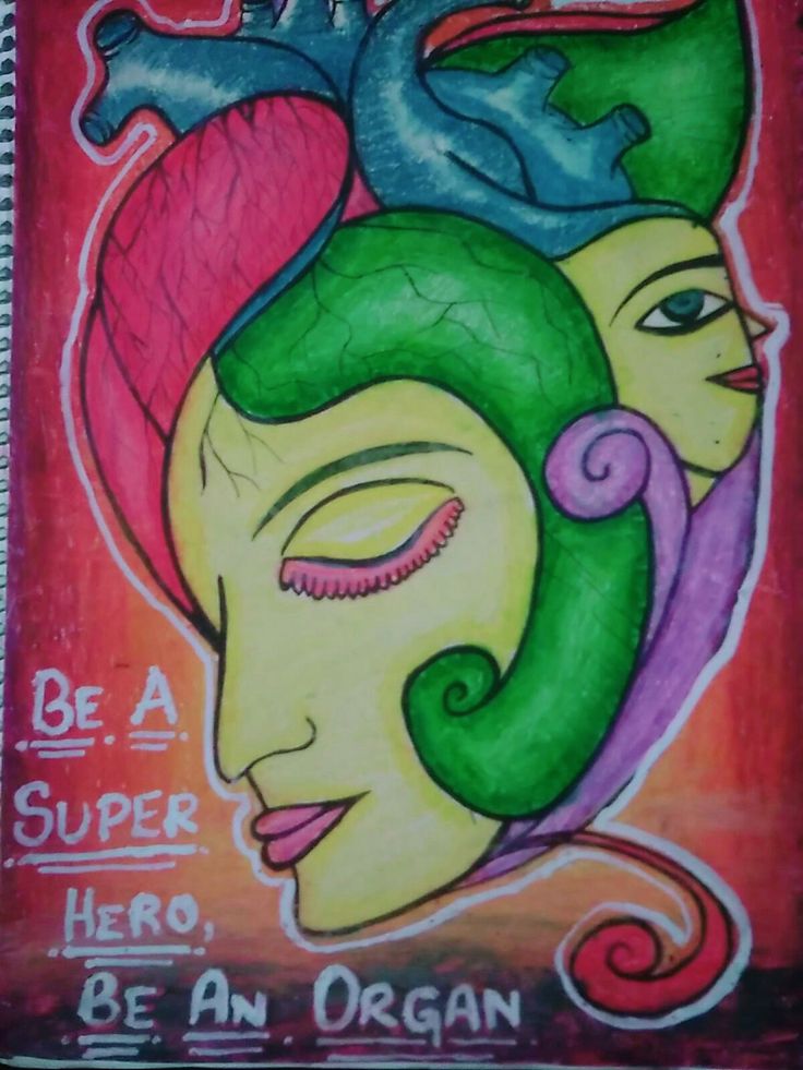 a drawing of a woman's face with the words be a super hero, be an organ