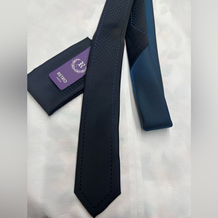 Men’s Tie New With Tags Navy Blue Color Casual Fitted Suit And Tie Accessories, Casual Blue Ties For Workwear, Casual Blue Ties For Work, Paris Accessories, Paris Blue, Mens Ties, Paris Blues, Tie Colors, Navy Blue Color