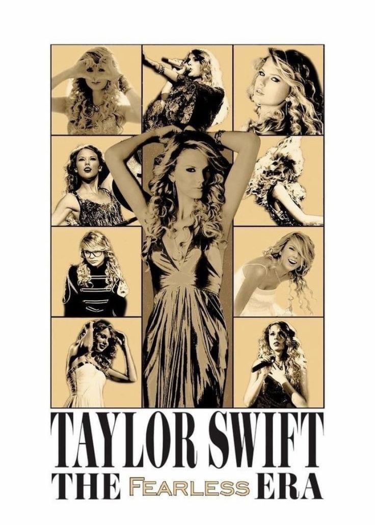 the poster for taylor swift's fearless era, which features images of women in different outfits