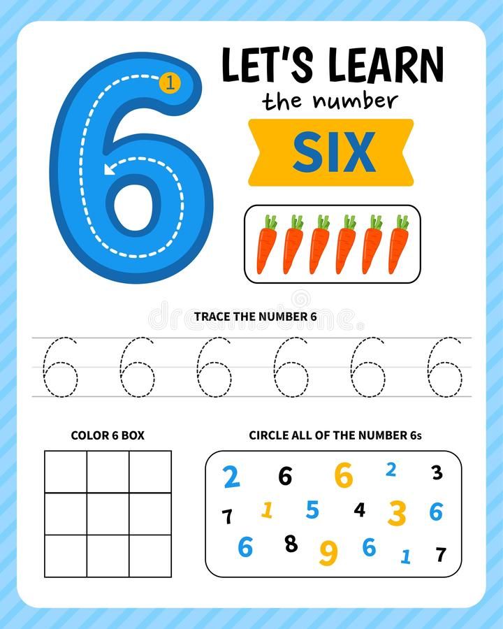 the number six worksheet for children to learn how to write and draw numbers