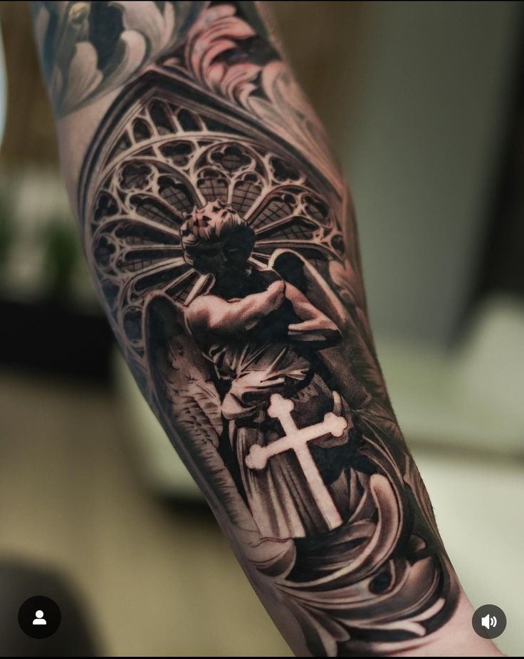 Sleeve Arm Tattoo, Religious Tattoo Sleeves, Arm Cover Up Tattoos, Geometric Tattoo Sleeve Designs, Band Tattoos For Men, Arm Tattoos Drawing, Half Sleeve Tattoos Forearm, Cool Half Sleeve Tattoos, Realistic Tattoo Sleeve