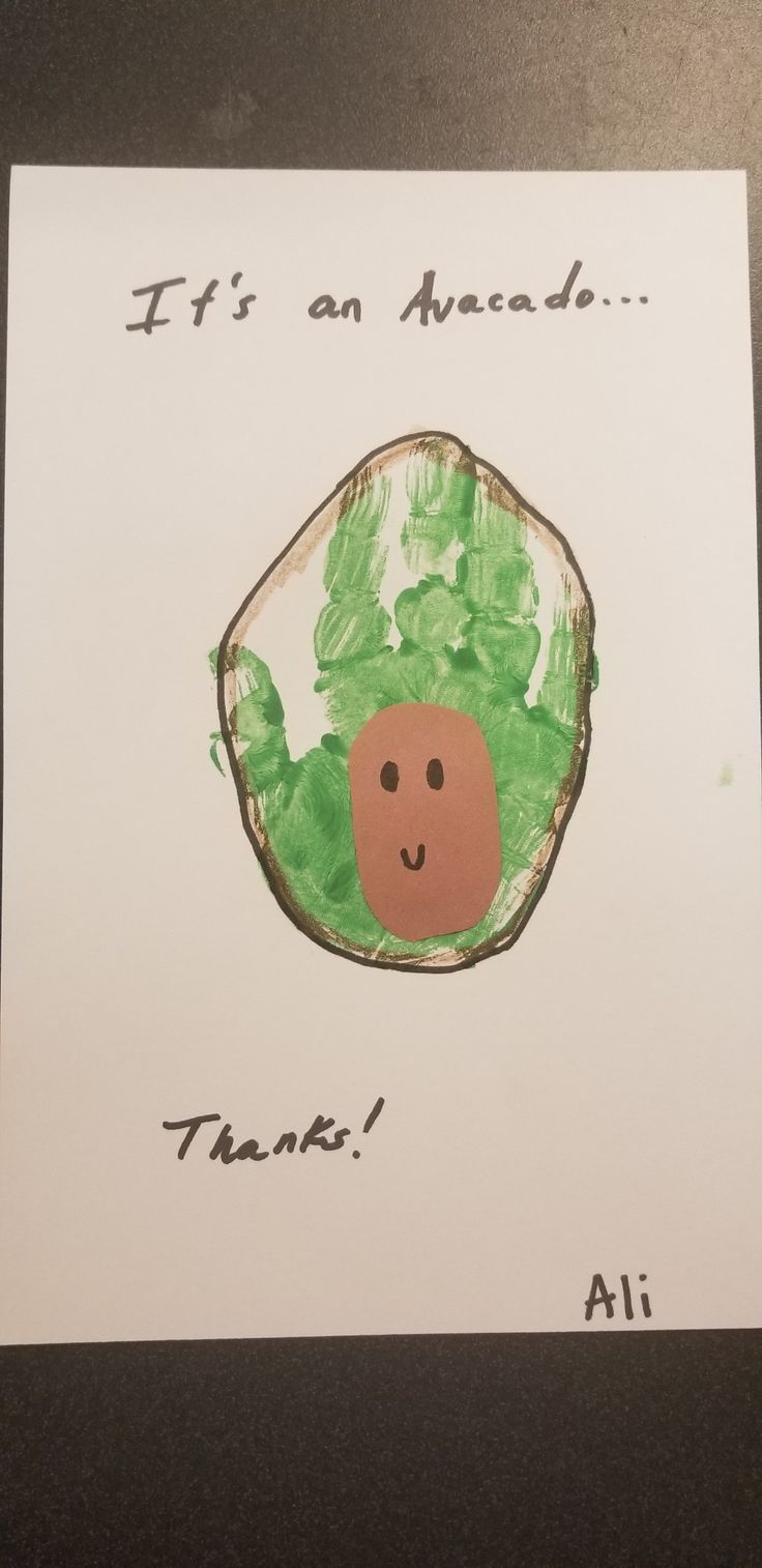 a card with an image of a plant and the words it's an avocado