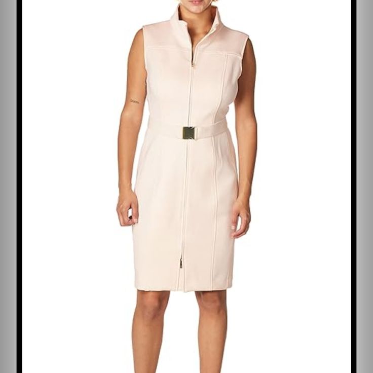 Size: 10 Fitted Knee-length Tommy Hilfiger Dress, Tommy Hilfiger Knee-length Workwear Dress, Elegant Tommy Hilfiger Dresses For Workwear, Tommy Hilfiger Fitted Knee-length Dress, Sleeveless Career Dress For Spring, Spring Career Dress, Sleeveless, Chic Tommy Hilfiger Dresses For Work, Fitted Tommy Hilfiger Sheath Dress, Fitted Sleeveless Tommy Hilfiger Dress