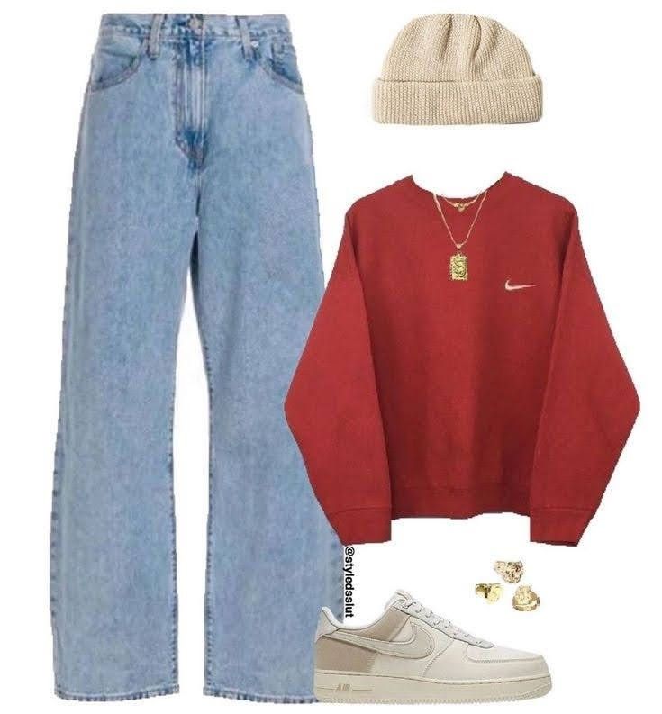 Random Outfits Ideas, Outfit Inspo Fall Street Fashion, Look Book Outfits, Summer Winter Outfits, 00s Mode, Outfit Boards, Random Outfits, Decorating Bookshelves, Red Sweater