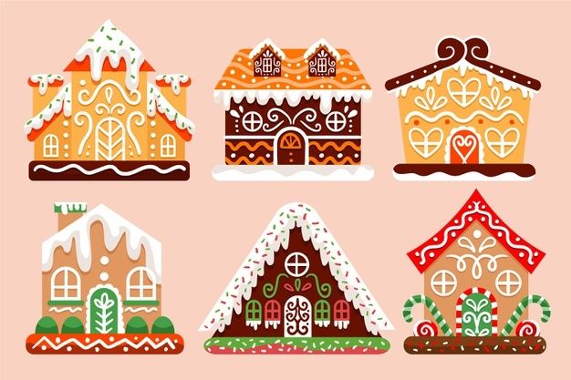 gingerbread houses are shown in different shapes and sizes