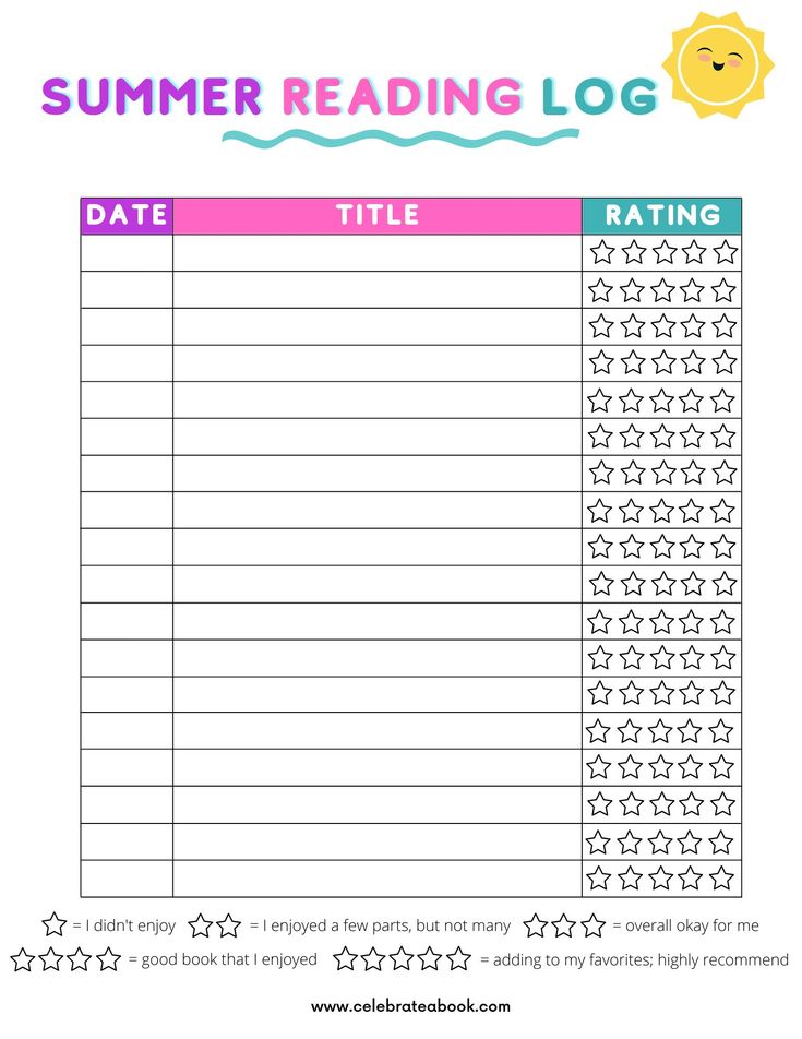 the printable summer reading log