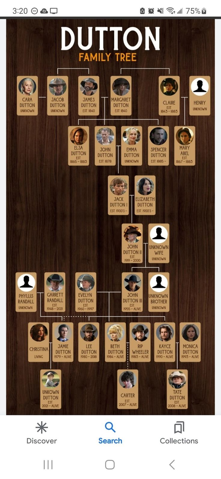 a family tree is shown with pictures on it