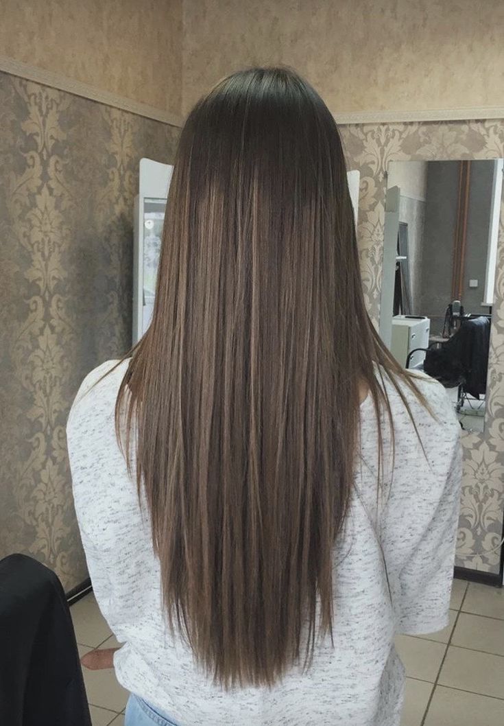 Long Hair V Cut, Medium Length Haircuts For Women, Haircuts For Long Hair Straight, V Cut Hair, V Hair, Brown Hair Inspo, Straight Hair Cuts, Brunette Hair With Highlights, Ash Blonde Hair