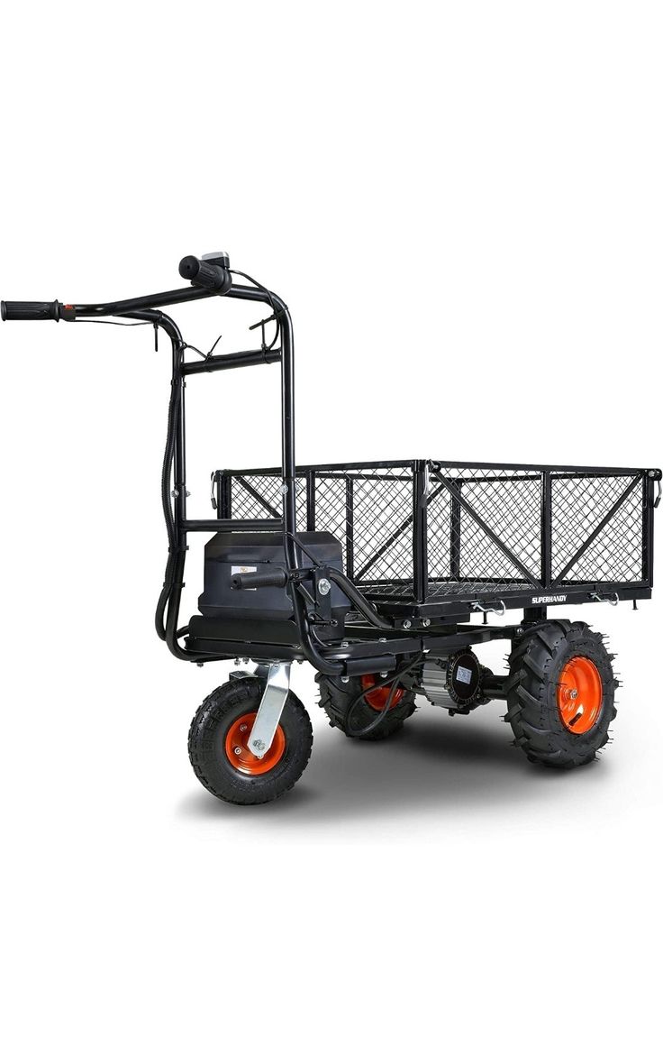 the utility cart is equipped with two wheels and an attached cage for transporting items to other vehicles