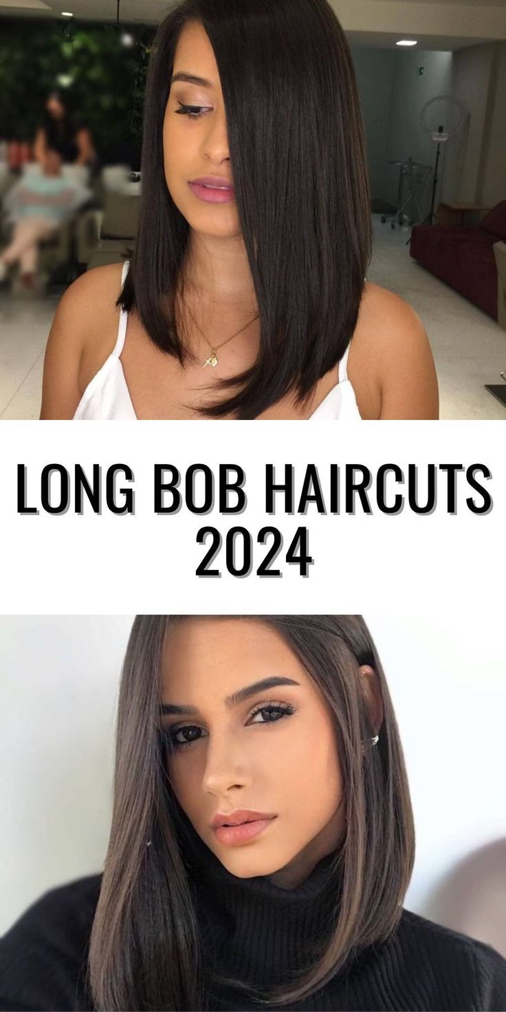 20 Best Bob cuts Ideas | Short Hair Styles Sling Bob Haircut Long, Asymmetrical Bob Color Ideas, Long Bob Haircuts Bangs, Long Bob Hairstyles 2024, Straight Haircut Women, Shoulder Length Hair With Bangs Straight, Straight Bob Haircut With Bangs, Shoulder Length Hair With Long Layers, Long Bob 2024