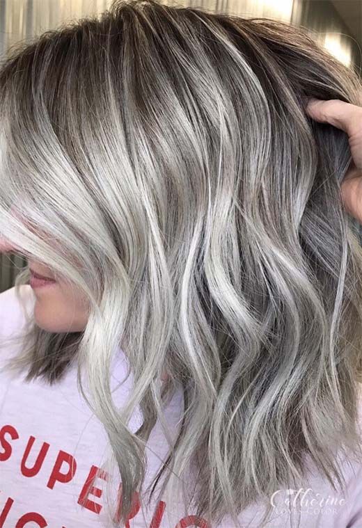 Grey Transition, Ash Blonde Hair Dye, Blonde Hair Colour Shades, Cool Ash Blonde, Grey Blonde Hair, Ash Blonde Hair Colour, Silver Blonde Hair, Going Grey, Dyed Blonde Hair