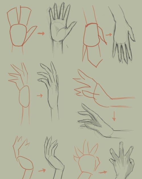 the hands are drawn in different ways