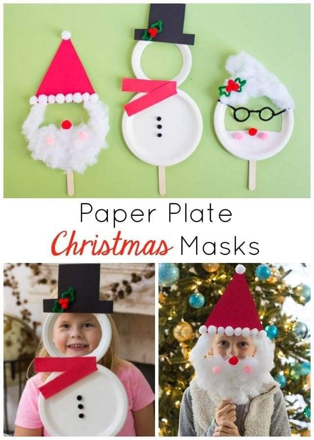 paper plate christmas masks for kids to make