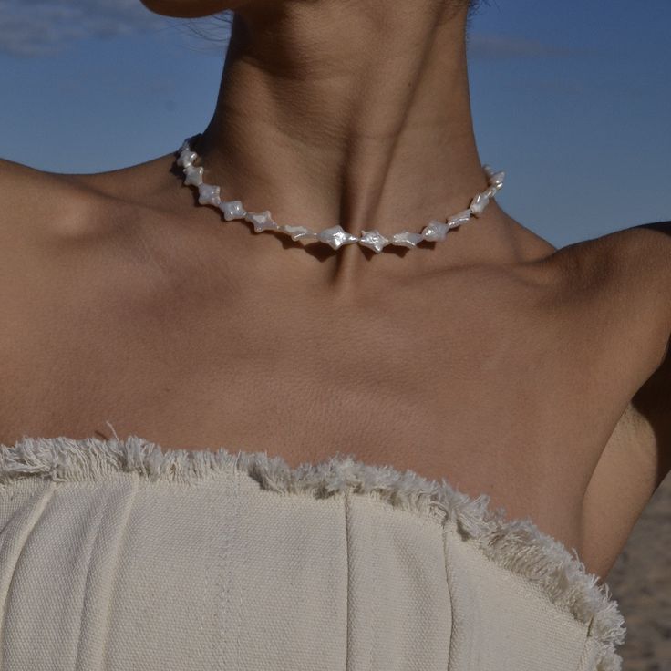 Freshwater Pearls Necklace With Sterling Silver Closure Handmade Beaded Necklace From My Brand Berraquita 16.5” Beachy Necklaces, Beachy Necklace, Handmade Beaded Necklaces, Freshwater Pearl Necklaces, Fresh Water, Womens Jewelry Necklace, Freshwater Pearls, Pearl Necklace, Beaded Necklace