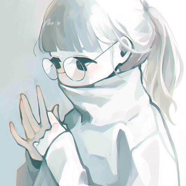 a drawing of a woman with glasses and a scarf around her neck