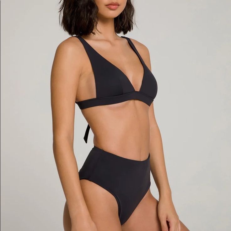 Questions? Leave A Comment Below! Black T-back Swimwear With Built-in Bra, Black Low-cut Seamless Swimwear, Black Seamless Low-cut Swimwear, Black Triangle Top Swimwear With Lined Body, Black Swimwear With Built-in Bra And T-back, Black Low-cut Swimwear For Poolside, Black Low-cut Swimwear For Beachwear, Black Low-cut Lined Swimwear, Low-cut Seamless Swimwear For Party