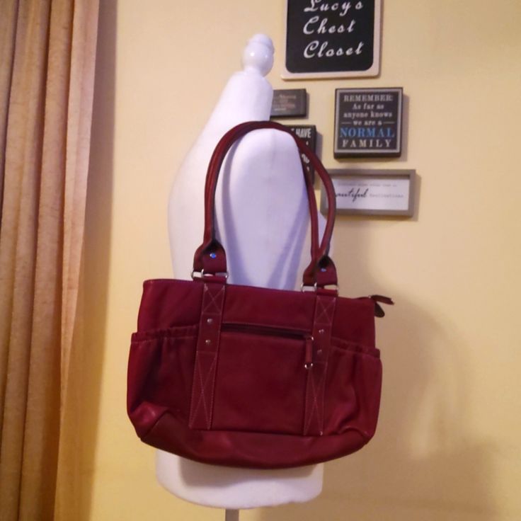 Genuine Leather Bag The Color Is Wine Or Burgundy Has A Top Zipper And Two Top Pockets Inside The Zipper Pocket There Are 3 Additional Small Pockets Never Used New Condition Measures 15 By 8 The Shoulder Strap Is 10 1/2 To Shoulder Burgundy Bags With Zipper Pocket, Burgundy Shoulder Bag With Zipper Closure For Errands, Burgundy Shoulder Bag With Zipper For Errands, Burgundy Shoulder Bag For Errands With Zipper Closure, Genuine Leather Purse, Genuine Leather Bags, Purse Bag, Leather Purse, Leather Purses