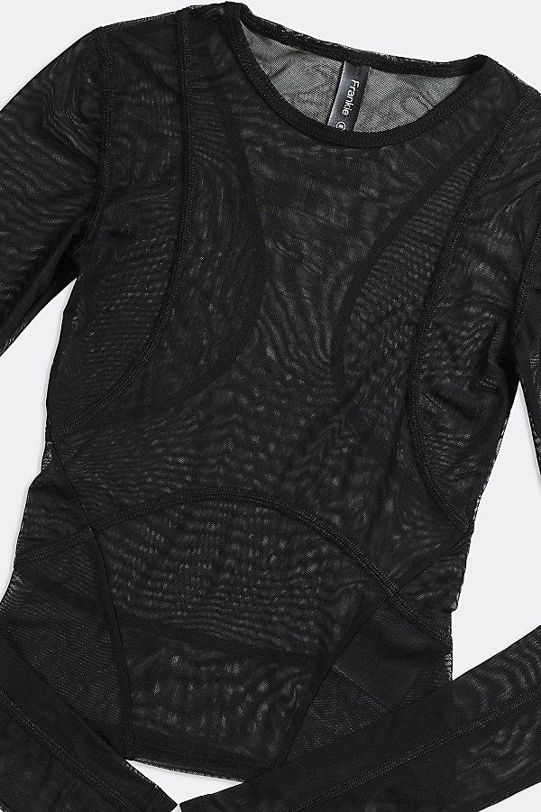 This item is subject to a 15% restocking fee if returned. A sheeru00a0mesh fitted long sleeve top withu00a0contour panels. Whatever your mood, spicy or sporty, wear this top at the gym or a night out on the town. Sheer perfection. u00a0 Content + Care -u00a0Recycled Polyester Wash in cold water, hang dry Hand Made in Los Angelesu00a0 Size -u00a0XS - 2XL One-of-a-Kind Vintage Authentic vintage piece, handpicked from around the world. One-of-a-Kind Vintage styles are singularly circular, extending Sheer Sleeve Nylon Mesh Top For Night Out, Fitted Mesh Top For Night Out, Fitted Mesh Top For A Night Out, Sheer Long Sleeve Mesh Top For Layering, Black Stretch Long Sleeve Top With Sheer Sleeves, Black Long Sleeve Top With Sheer Stretch Sleeves, Black Long Sleeve Top With Sheer Sleeves, Mesh Long Sleeve Tops For Layering, Black Nylon Mesh Top With Sheer Sleeves