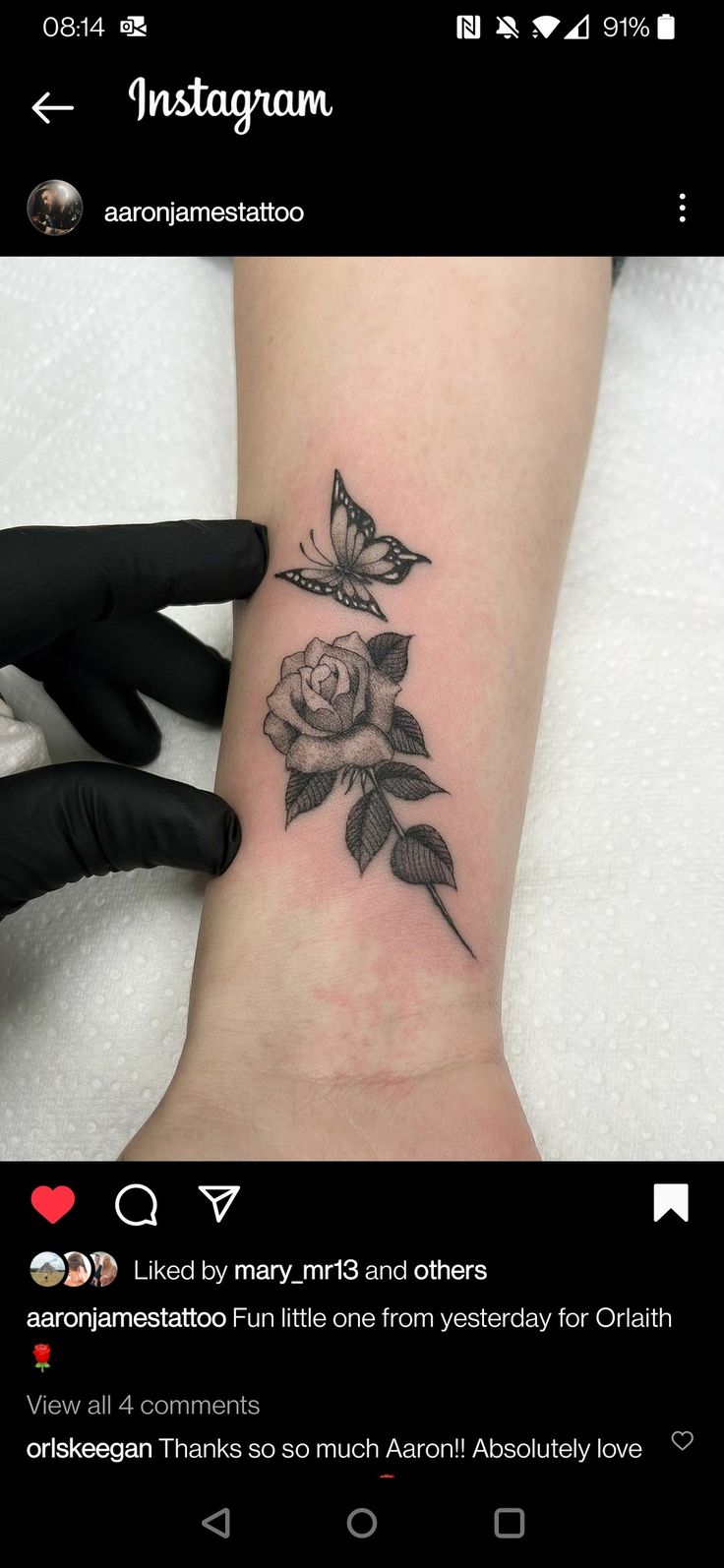 a woman's arm with a rose tattoo on it and the words instagram