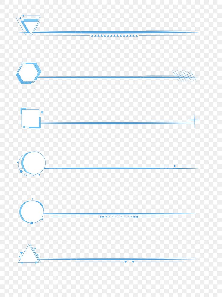 blue lines are arranged in the shape of an arrow, with different shapes and sizes