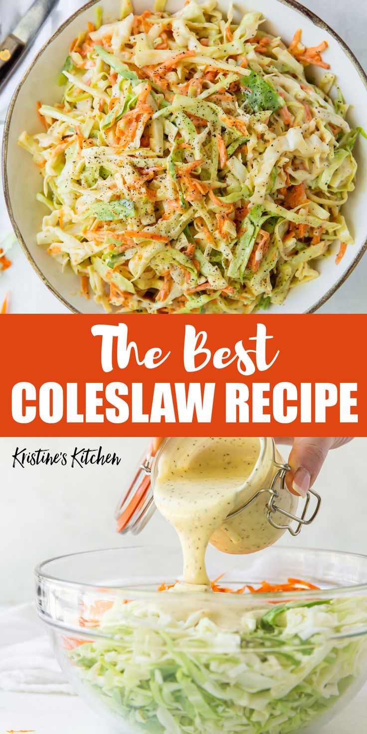 the best coleslaw recipe with dressing in a bowl