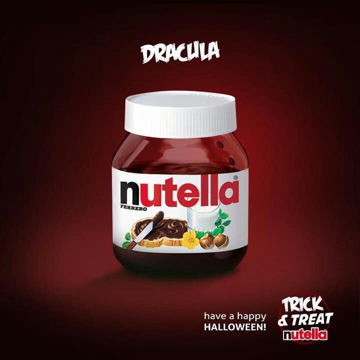 a jar of nutella on a red background with the words dracula written above it