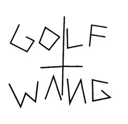 the word golf wans written in black ink on a white background with an arrow