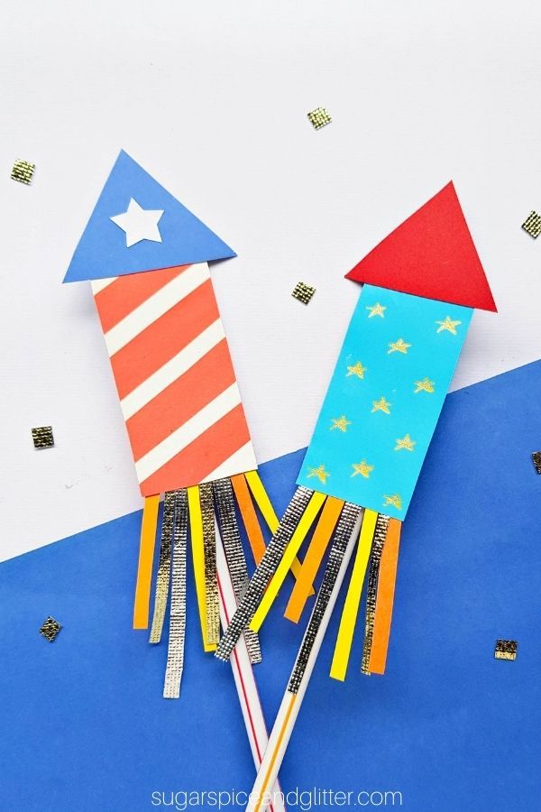 patriotic crafts made out of popsicle sticks and paper straws with stars on them