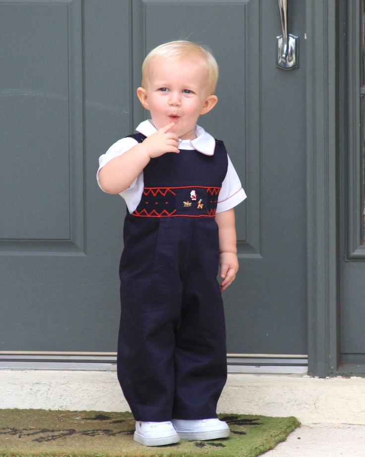 Boys Smock, Hand Smocking, Boy Sewing, Smocking Patterns, Hand Smock, Heirloom Sewing, Embroidered Clothes, Santa And Reindeer, Boy Party