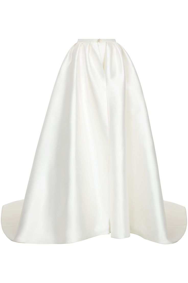 Luxury bridalwear brand Halfpenny London weaves Brit cool with a luxe sensibility, creating innovative, chic dresses and separates for the modern woman. The Christian Skirt is ready for a dramatic entrance with its Mikado overskirt...and pockets! Product Details 100% polyester. Mikado overskirt with button closure and pockets. Made in London. Care Instructions Dry-clean only. Do not bleach or tumble dry. Low iron. Size & Fit Made-to-order. See size chart for measurements. Shipping Details Ships in 8-12 weeks. Please allow 5-7 for standard shipping. Return Policy This item is not available for returns. Elegant A-line Satin Maxi Skirt, Elegant A-line Bottoms For Evening, Silk Dresses With Voluminous Skirt For Wedding, Elegant A-line Skirt For Gala, Elegant Bridesmaid Dress With Flared Skirt, Satin Gown With Full Skirt For Gala, Elegant Gown With Full Satin Skirt, Elegant Wedding Dress With Detachable Train, Formal Full-length Lined Dress