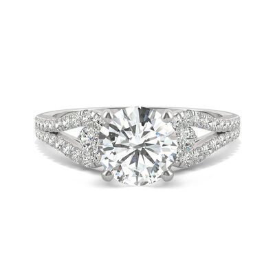 a white gold engagement ring with diamonds on it